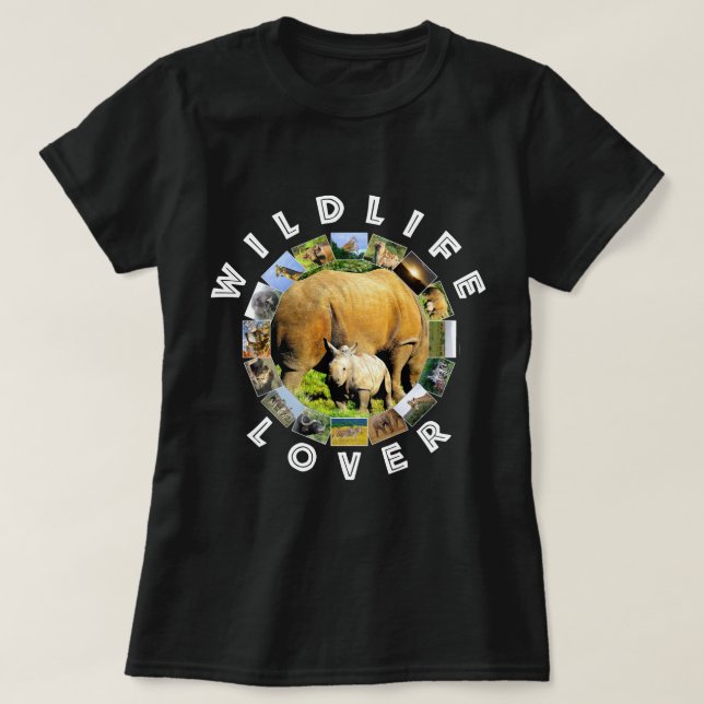 African Wildlife Lover Rhino Calf T-Shirt (Design vorne)