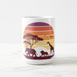 African Wildlife Silhouette Safari Design Kaffeetasse