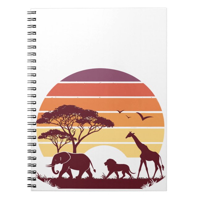 African Wildlife Silhouette Safari Design Notizblock (Vorderseite)