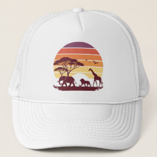 African Wildlife Silhouette Safari Design Truckerkappe