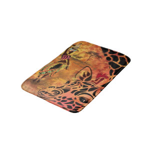 African Woma and Giraffe Bath Mat Badematte