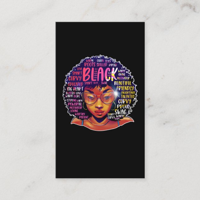 African Woman Afro Pride Girl Visitenkarte (Vorderseite)
