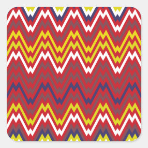 African Zigzag Zickzack Weave Striave Muster Quadratischer Aufkleber