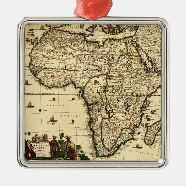 AfricaPanoramic MapAfrica Ornament Aus Metall (Vorne)