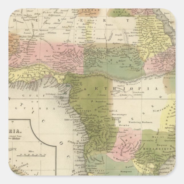 Afrika 25 quadratischer aufkleber (Vorderseite)