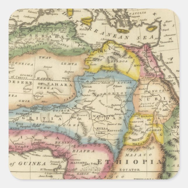 Afrika 36 quadratischer aufkleber (Vorderseite)