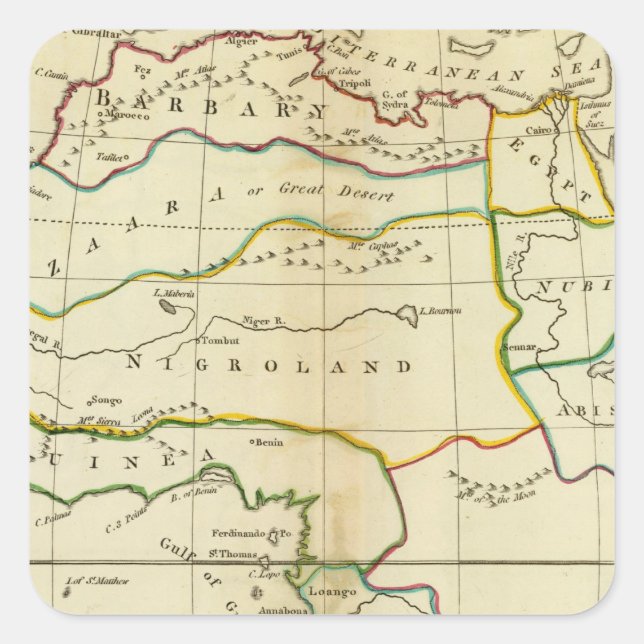 Afrika 9 quadratischer aufkleber (Vorderseite)