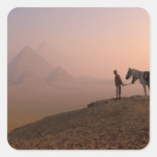 Afrika, Ägypten, Kairo, Gizeh, Gizeh, Pyramiden vo Quadratischer Aufkleber