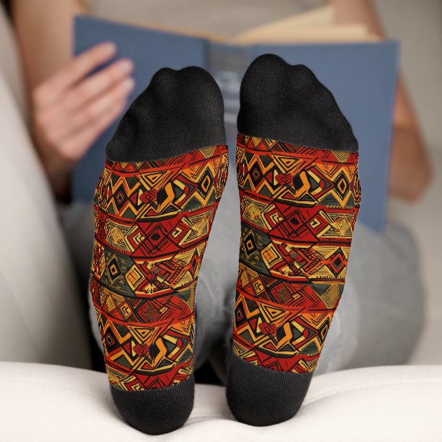 Afrika Amhara Äthiopien - Ethnisches Muster 3 Socken (Unterseite)