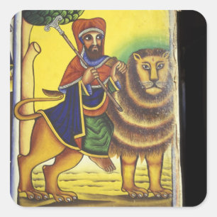Afrika, Äthiopien. Artwork, das Lion of Quadratischer Aufkleber