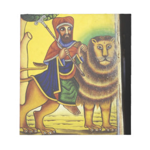 Afrika, Äthiopien. Kunstwerk, das den Löwen von Notizblock