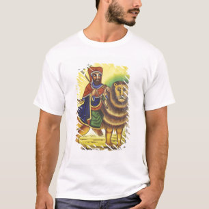Afrika, Äthiopien. Kunstwerk, das den Löwen von T-Shirt