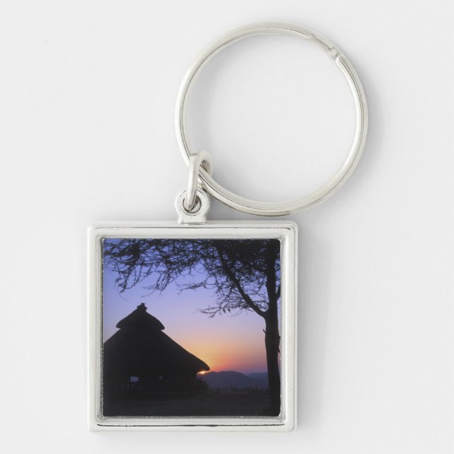 Afrika, Äthiopien, Omo-Flussgebiet, Sunset over Schlüsselanhänger (Vorne)