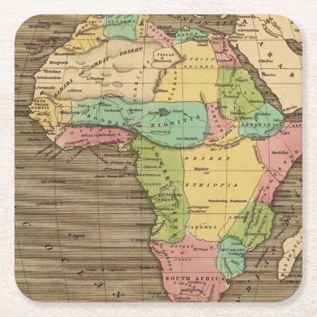 Afrika, atlantisch rechteckiger pappuntersetzer (Vorderseite)