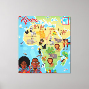 Afrika-Cartoon-Karte Leinwanddruck