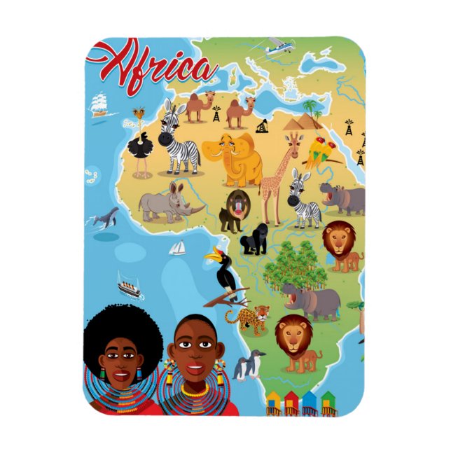 Afrika-Cartoon-Karte Magnet (Vertikal)