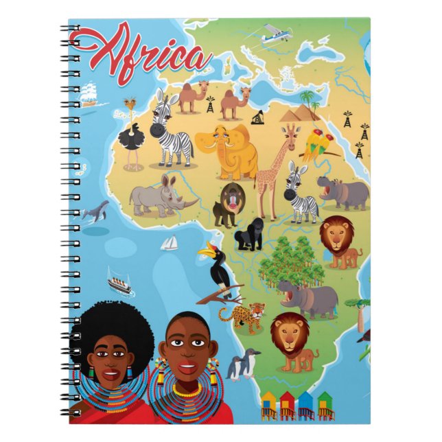 Afrika-Cartoon-Karte Notizblock (Vorderseite)