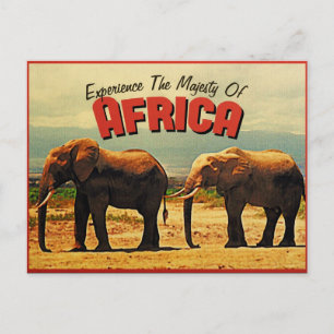 Afrika Elefanten Vintage Reise Postkarte