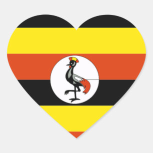 Afrika: Flagge Ugandas Herz-Aufkleber