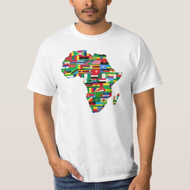 Afrika-Flaggenkontinent-Konturnentwurf T-Shirt (Vorderseite)