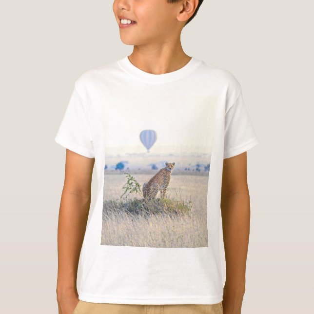 Afrika - Geparden und Heißluftballon T-Shirt (Vorderseite)
