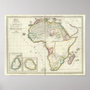 Afrika Gravierte Karte mit 2 Einzugskarten Poster