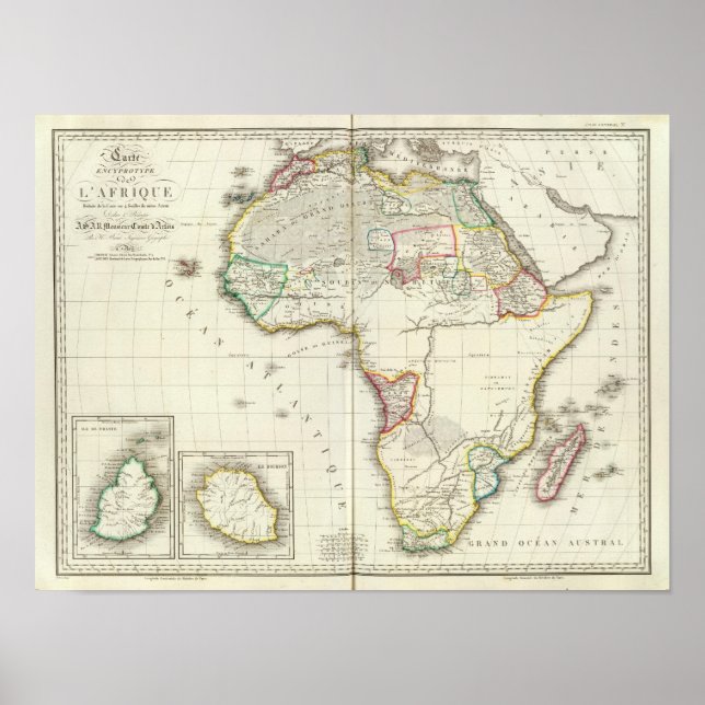 Afrika Gravierte Karte mit 2 Einzugskarten Poster (Vorne)