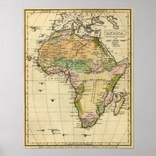 Afrika-Handfarbiger Atlas-Karte Poster