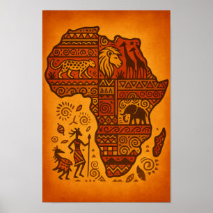 Afrika im Muster - kühne Stammeskontinente Poster