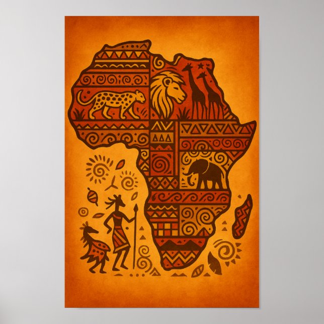 Afrika im Muster - kühne Stammeskontinente Poster (Vorne)