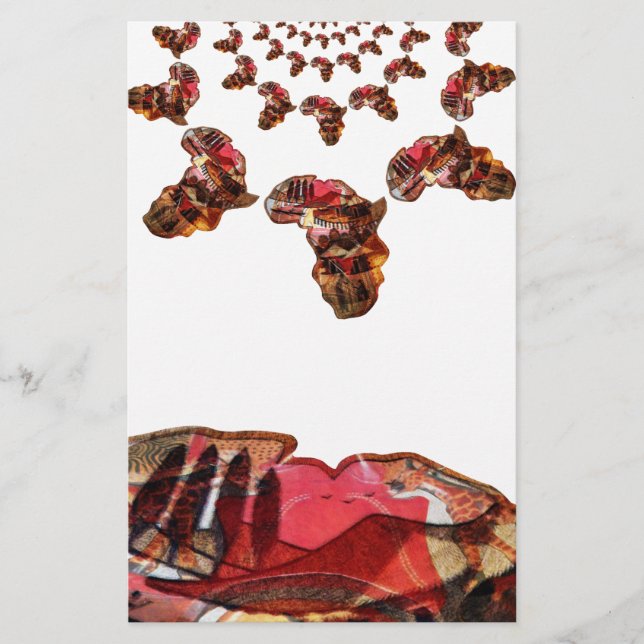 Afrika in Bewegung: Kaleidoskop-Design Briefpapier (Vorderseite)