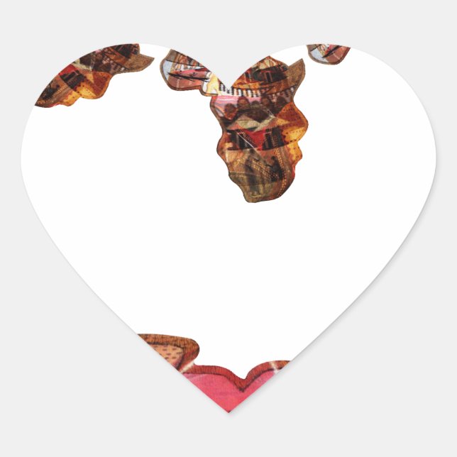 Afrika in Bewegung: Kaleidoskop-Design Herz-Aufkleber (Vorderseite)