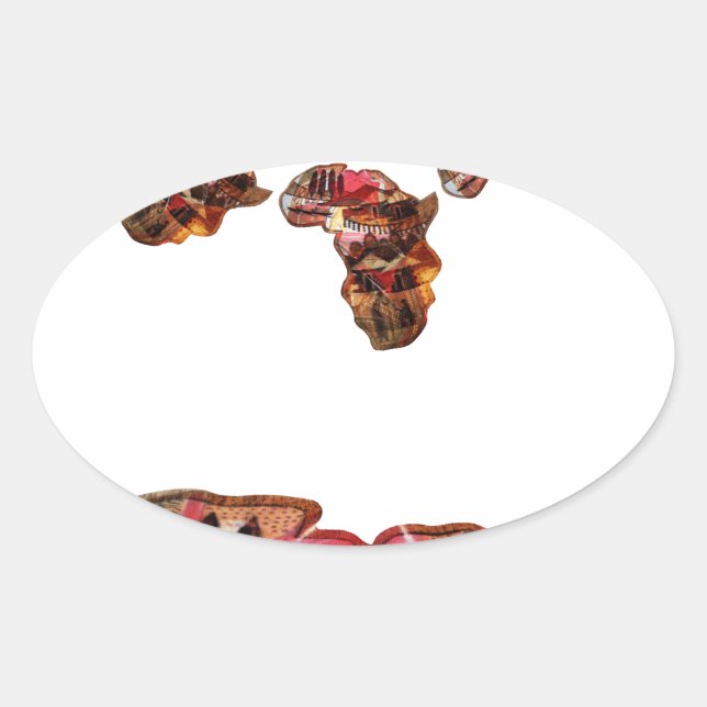 Afrika in Bewegung: Kaleidoskop-Design Ovaler Aufkleber (Vorderseite)