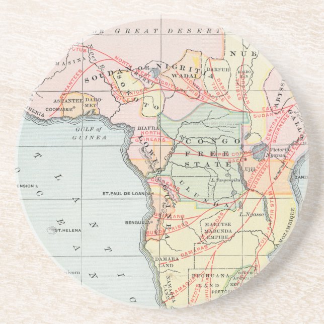 AFRIKA: KARTE, 1894 SANDSTEIN UNTERSETZER (Vorne)
