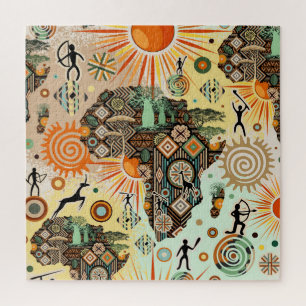 Afrika-Karte Dekorative Stammes-Elemente Muster