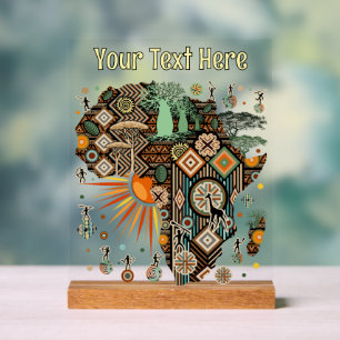 Afrika-Karte Dekorative Stammes-Elemente Muster Acrylschild