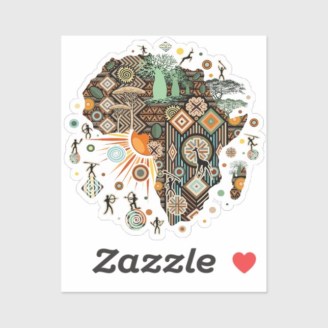 Afrika-Karte Dekorative Stammes-Elemente Muster Aufkleber (Blatt)