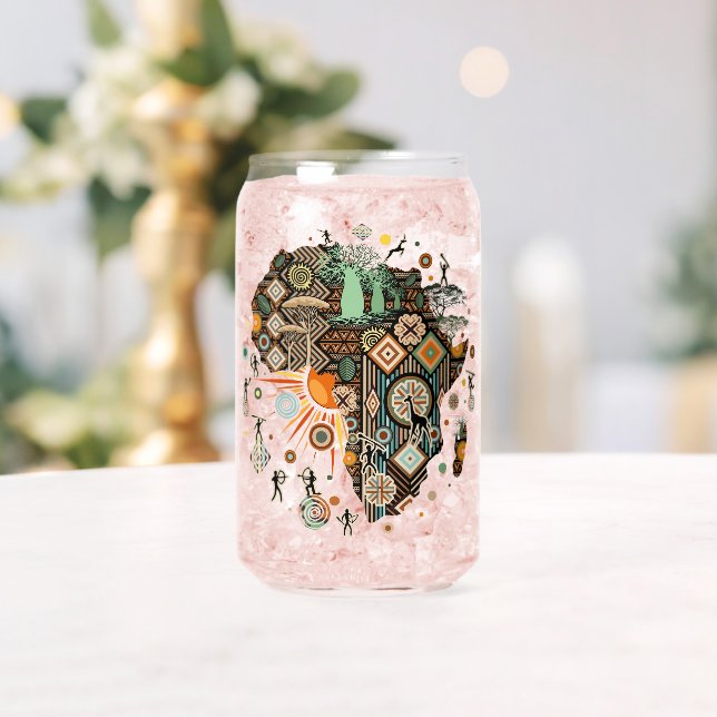 Afrika-Karte Dekorative Stammes-Elemente Muster Dosenglas (Insitu (Hochzeit))