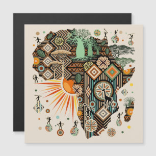Afrika-Karte Dekorative Stammes-Elemente Muster Magnetkarte