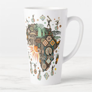 Afrika-Karte Dekorative Stammes-Elemente Muster Milchtasse