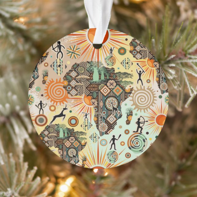 Afrika-Karte Dekorative Stammes-Elemente Muster Ornament (Baum)