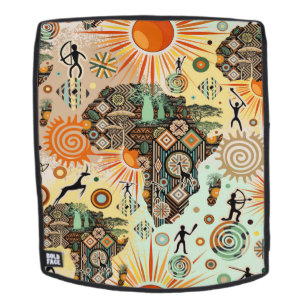 Afrika-Karte Dekorative Stammes-Elemente Muster Rucksack