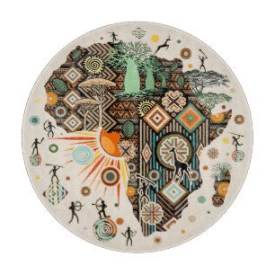 Afrika-Karte Dekorative Stammes-Elemente Muster Schneidebrett