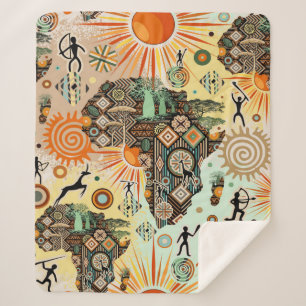 Afrika-Karte Dekorative Stammes-Elemente Muster Sherpadecke