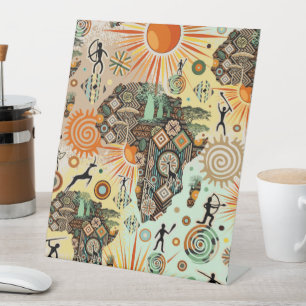 Afrika-Karte Dekorative Stammes-Elemente Muster Sockelschild