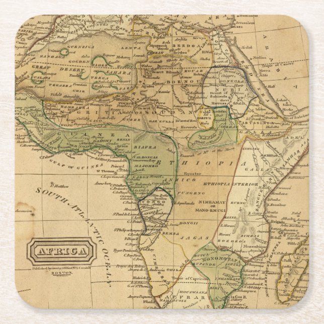 Afrika-Karte durch Worcester Rechteckiger Pappuntersetzer (Vorderseite)
