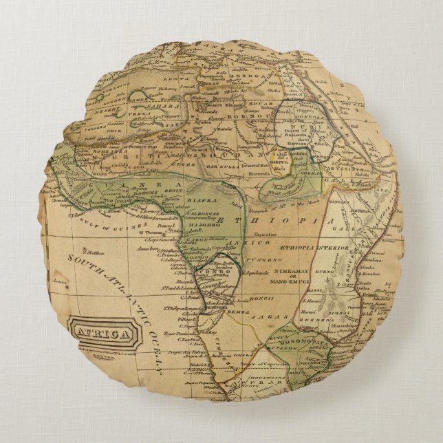 Afrika-Karte durch Worcester Rundes Kissen (Vorderseite)