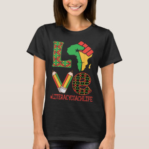 Afrika Karte erhobene Faust Liebe Alphabetisierung T-Shirt