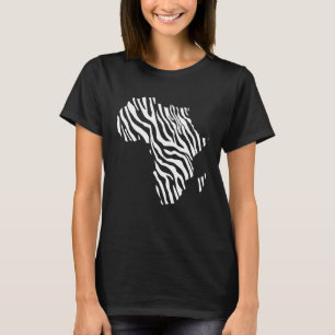 Afrika-Karte gefüllt mit Zebrastreifen Weißdruck P T-Shirt