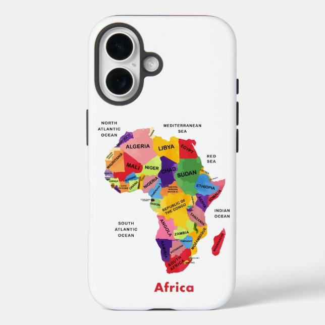 Afrika-Karte iPhone 16 Hülle (Rückseite)